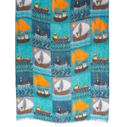 LaFavolacontinua Foulard Gatti marinai cm.190x70