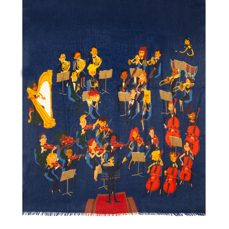 LaFavolacontinua Sciarpa lana Orchestra Blu cm.190x70