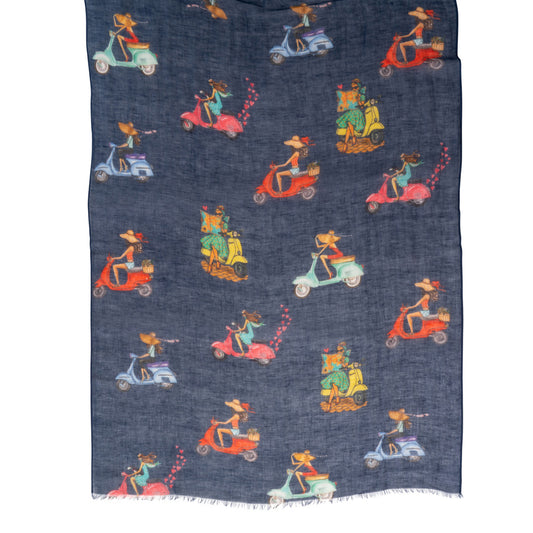 LaFavolacontinua Foulard Vespette blu cm.190x70