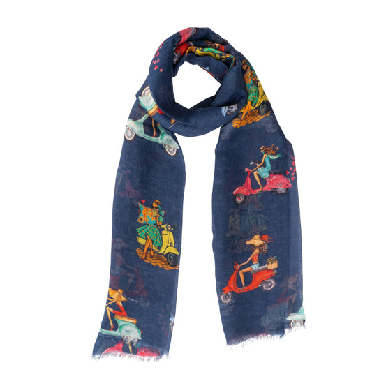 LaFavolacontinua Foulard Vespette blu cm.190x70